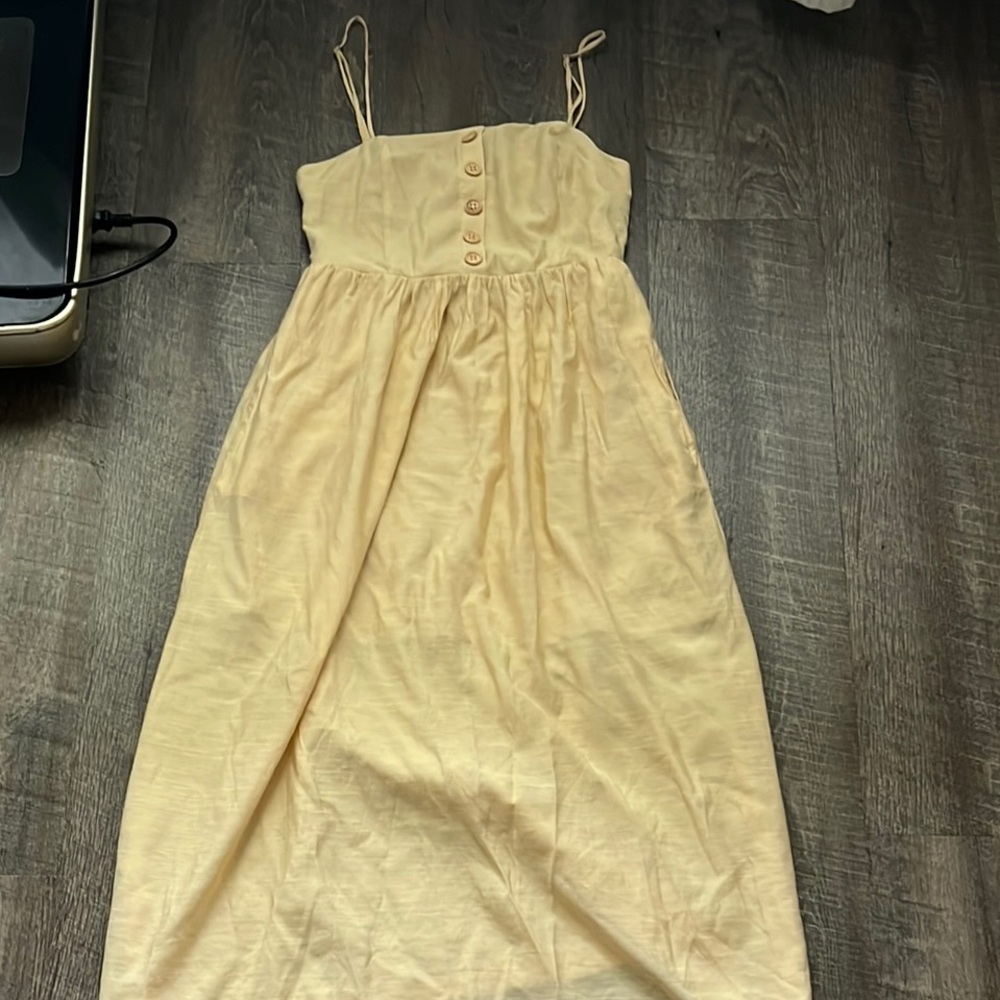 Pink Lily Yellow Sleeveless Spaghetti Strap Sundress